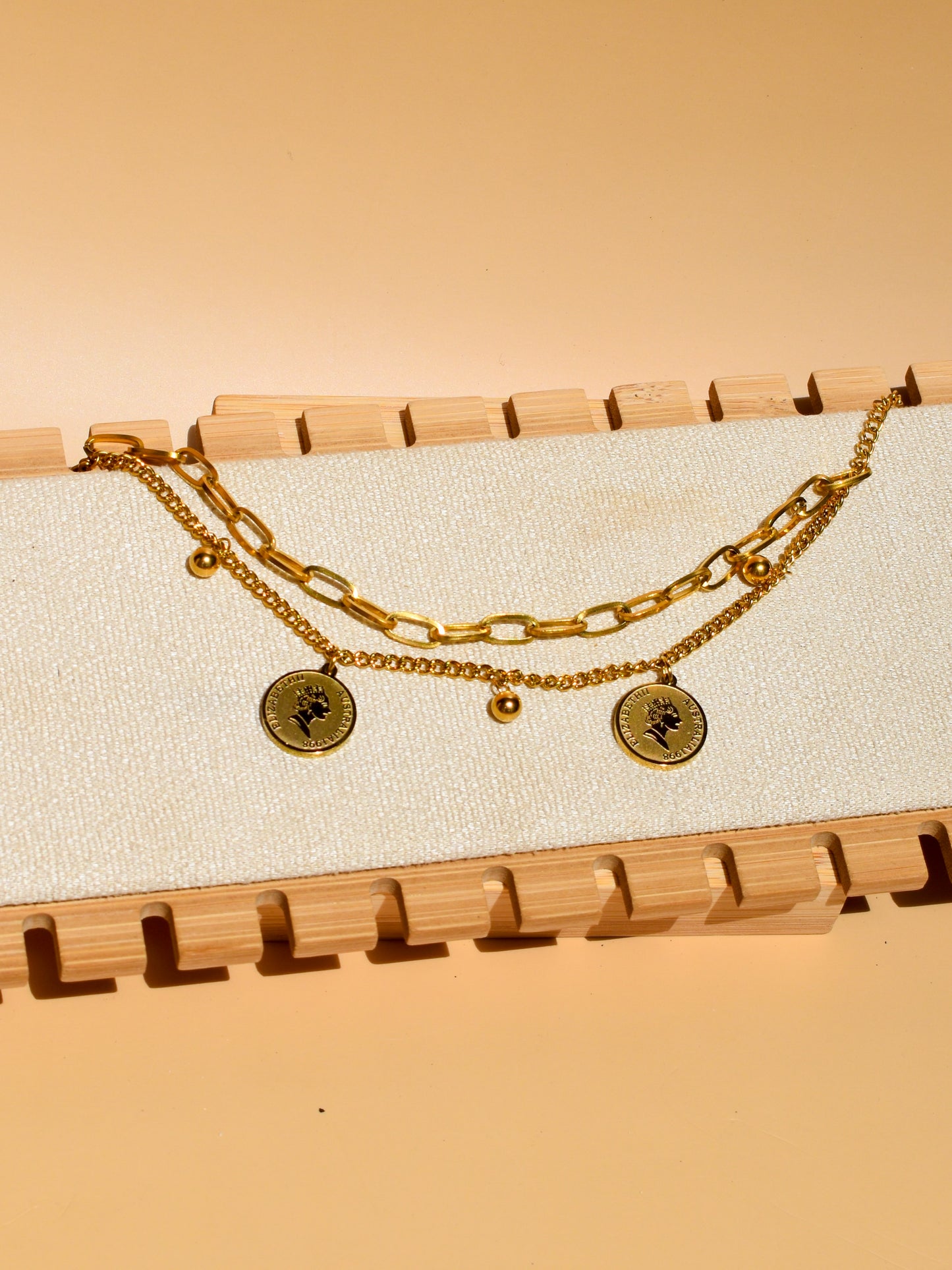 Coin layered bracelet